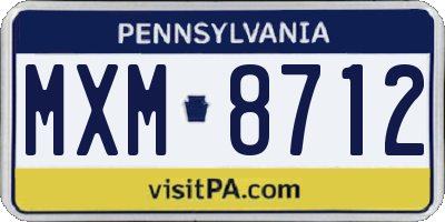 PA license plate MXM8712