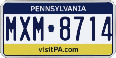 PA license plate MXM8714