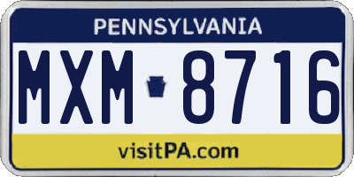 PA license plate MXM8716