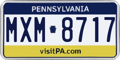 PA license plate MXM8717