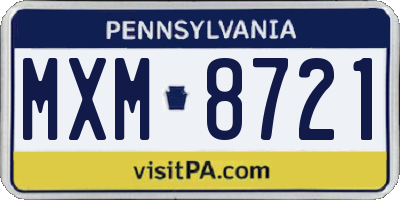 PA license plate MXM8721