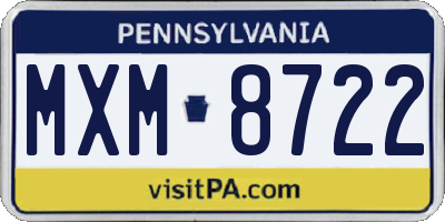 PA license plate MXM8722