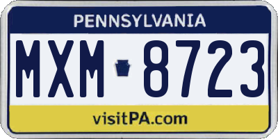 PA license plate MXM8723