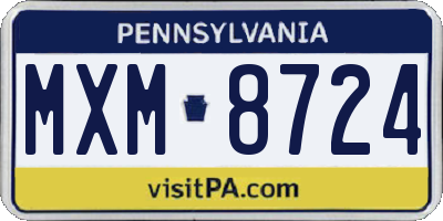 PA license plate MXM8724