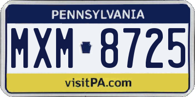 PA license plate MXM8725