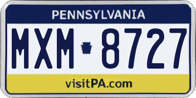 PA license plate MXM8727