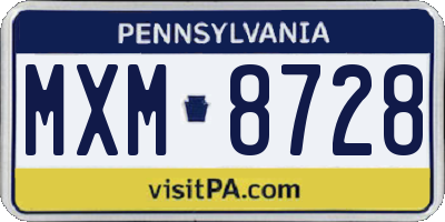 PA license plate MXM8728