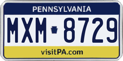 PA license plate MXM8729