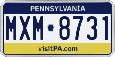 PA license plate MXM8731