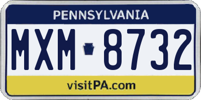 PA license plate MXM8732