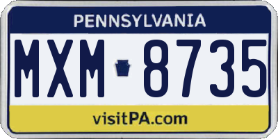 PA license plate MXM8735