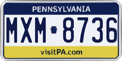 PA license plate MXM8736