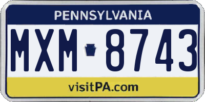 PA license plate MXM8743