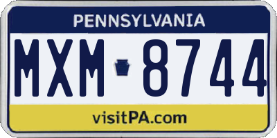 PA license plate MXM8744