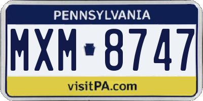 PA license plate MXM8747