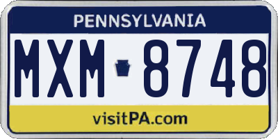 PA license plate MXM8748