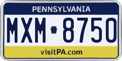PA license plate MXM8750