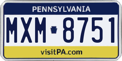 PA license plate MXM8751