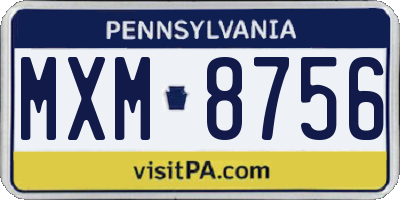 PA license plate MXM8756