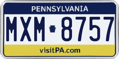 PA license plate MXM8757