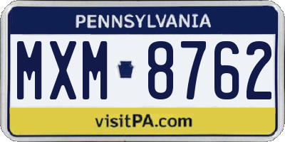 PA license plate MXM8762