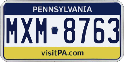 PA license plate MXM8763