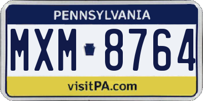 PA license plate MXM8764