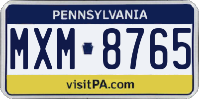 PA license plate MXM8765