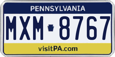 PA license plate MXM8767