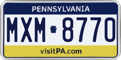 PA license plate MXM8770