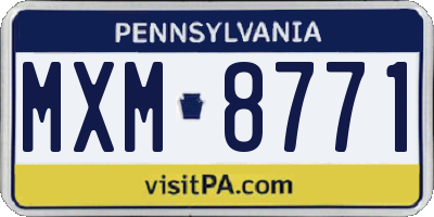 PA license plate MXM8771