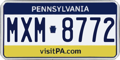 PA license plate MXM8772