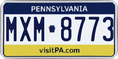 PA license plate MXM8773