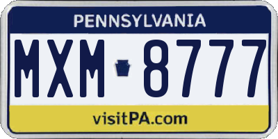 PA license plate MXM8777