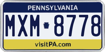 PA license plate MXM8778