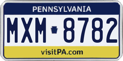 PA license plate MXM8782
