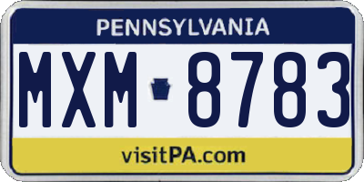 PA license plate MXM8783