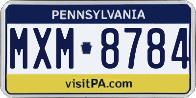 PA license plate MXM8784