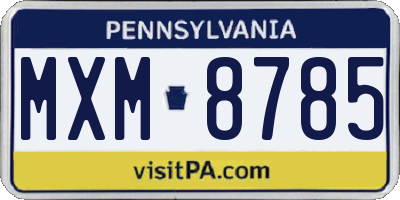 PA license plate MXM8785