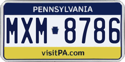 PA license plate MXM8786