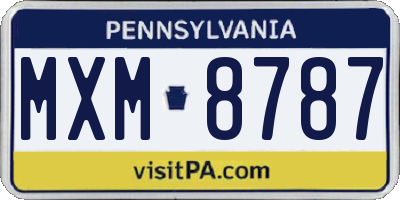 PA license plate MXM8787