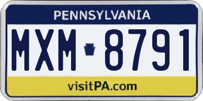 PA license plate MXM8791