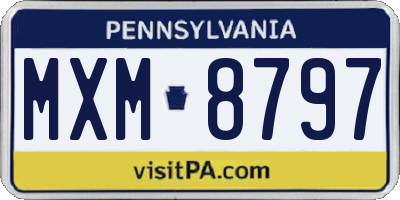 PA license plate MXM8797