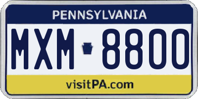 PA license plate MXM8800