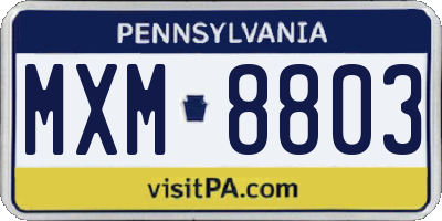 PA license plate MXM8803