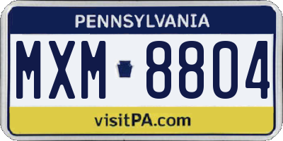PA license plate MXM8804