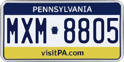 PA license plate MXM8805