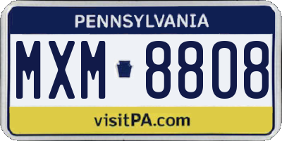PA license plate MXM8808
