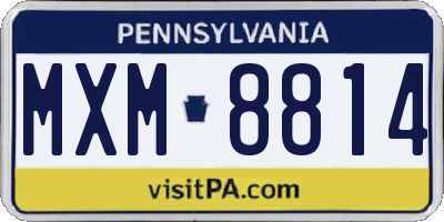 PA license plate MXM8814