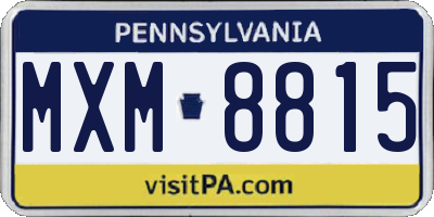 PA license plate MXM8815